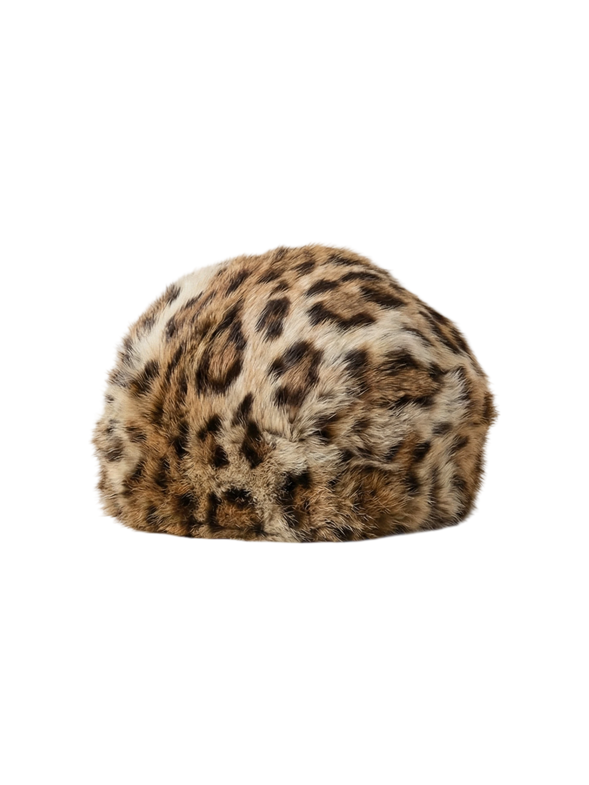 1960s Brown Fur Leopard Print Beret